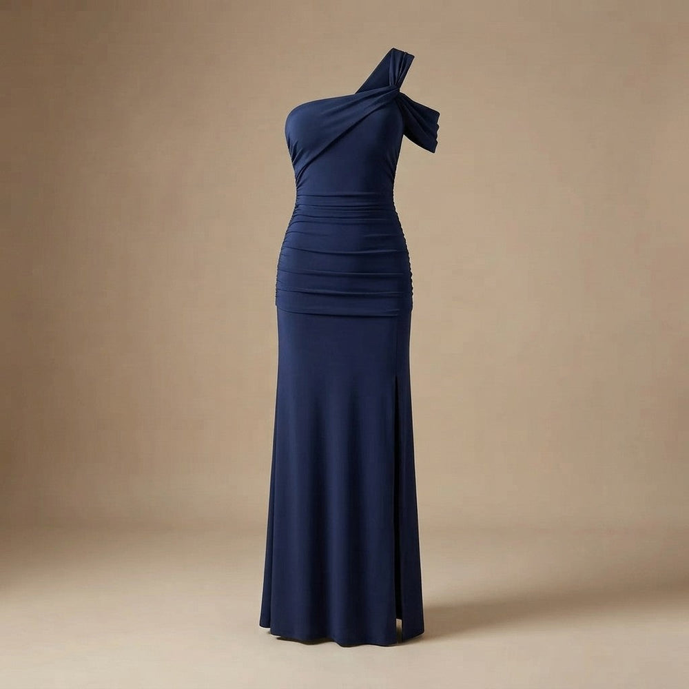 Asymmetrical Shoulder Slit Party Dress Dream Voice