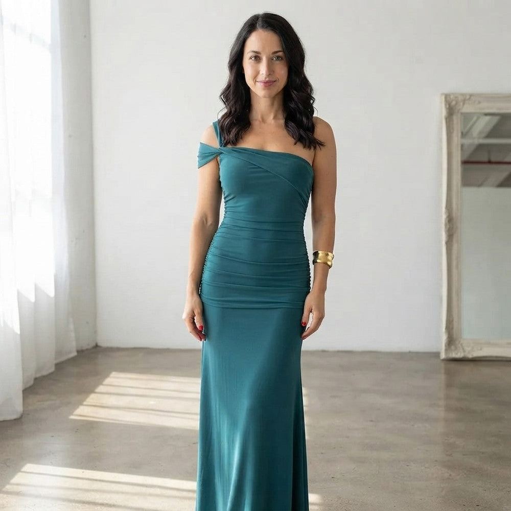 Asymmetrical Shoulder Slit Party Dress Dream Voice