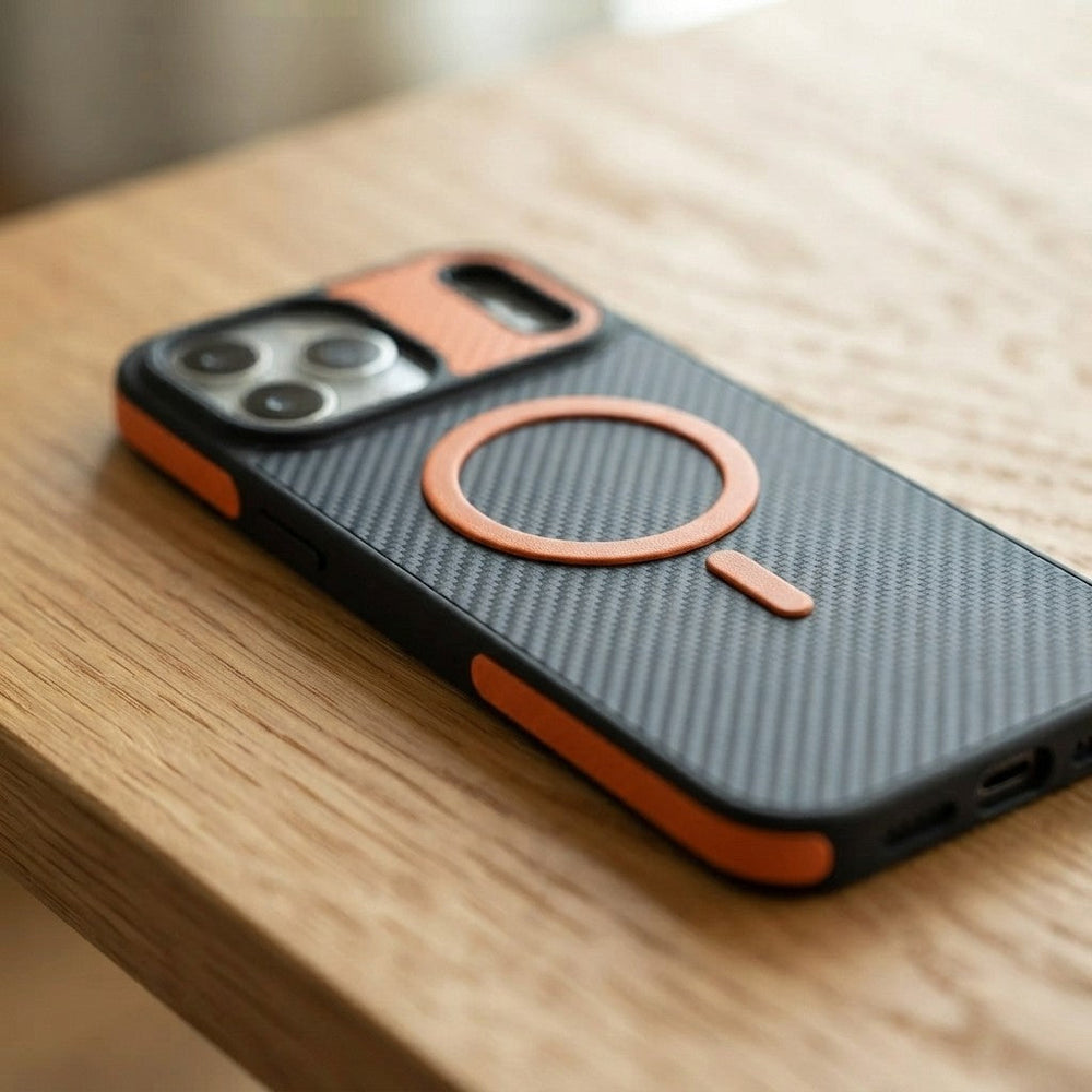 Carbon Fiber Leather Magnetic Phone Case Dream Voice