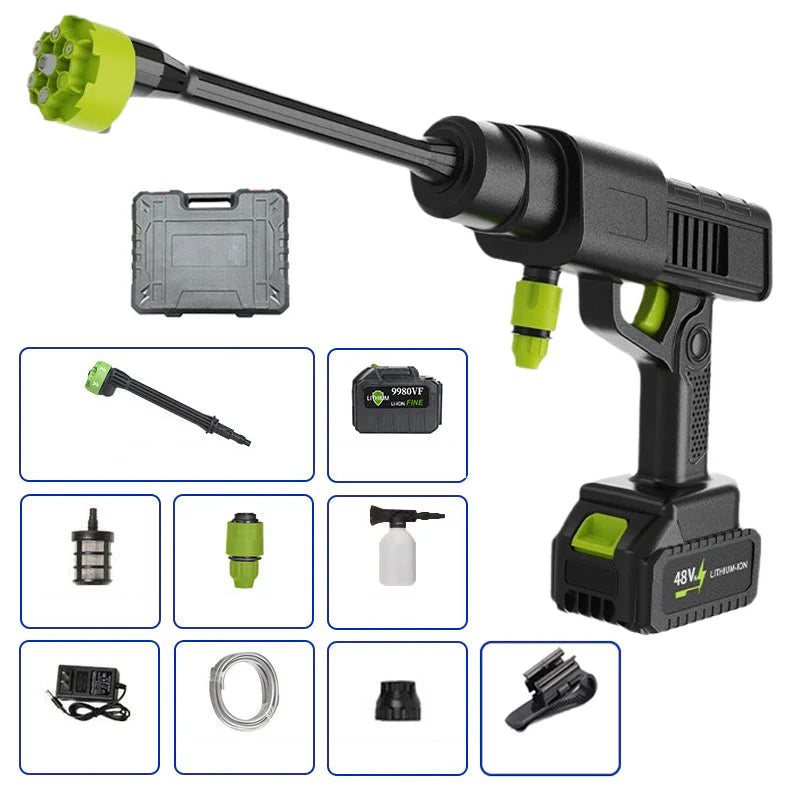 Cordless High-Pressure Washer and Single-Port Charging Dock—Portable Bottle-Fed Washer