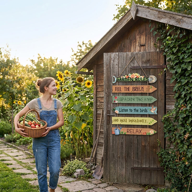 Rustic Wooden Garden Wall Sign